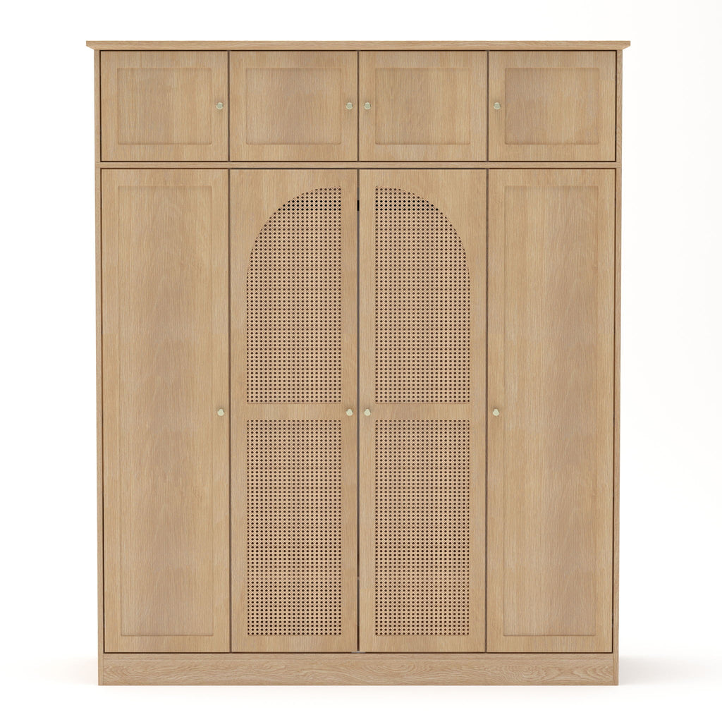 8 Door Armoire Wardrobe With Adjustable Shelves And Hanging Rod