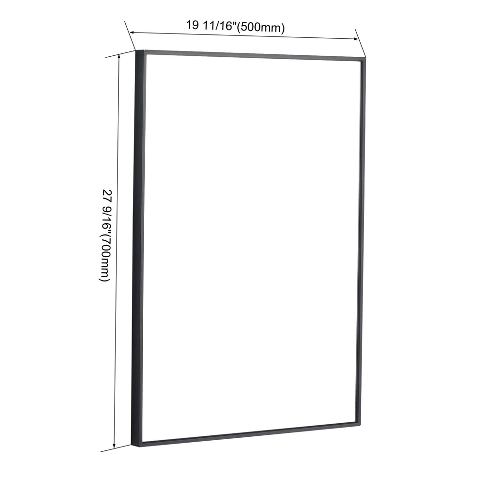 20" Rectangular Wall Mounted Mirror - Black