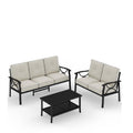 Patio Furniture Set & Coffee Table And Cushions For Backyard