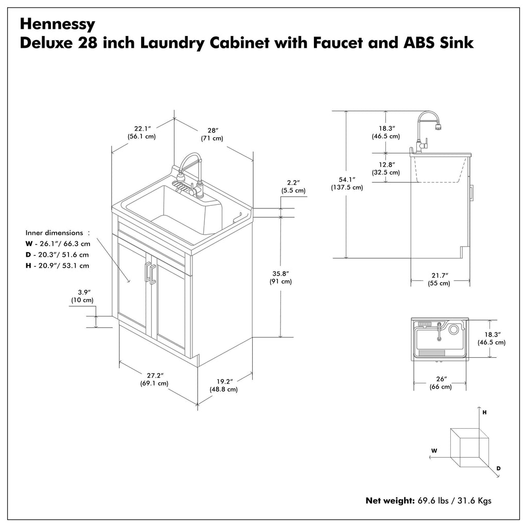 Hennessy - Deluxe Laundry Utility Sink And Cabinet
