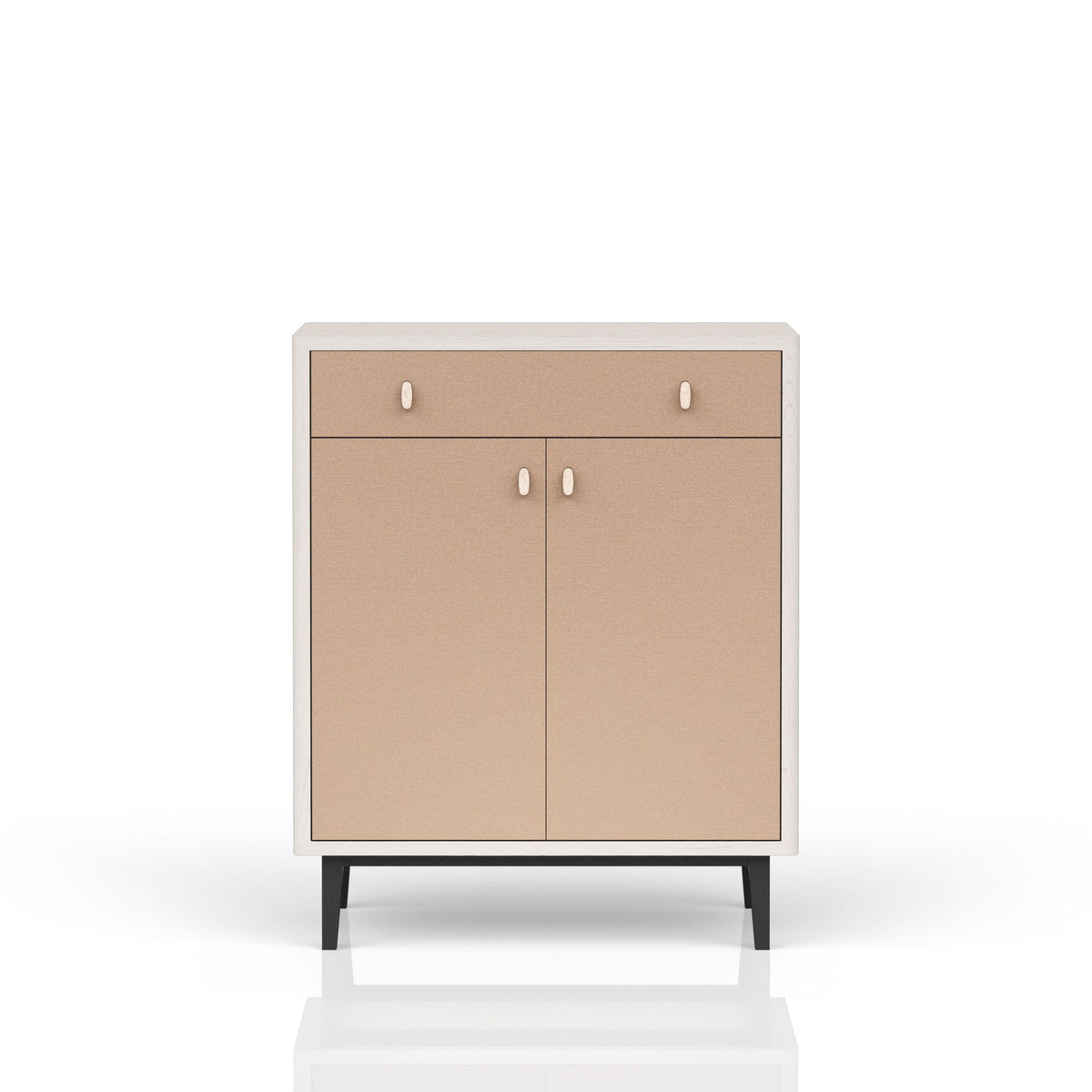 Bar Cabinet With Large Storage - White / Pecan