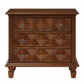 Nightstand With Charging Station, 3 Drawer Bedside Table - Walnut