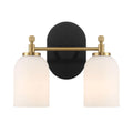 Vortex - 2 Lights Vanity In Style For Over Bathroom Mirror Wall Sconce - Black / Gold / White