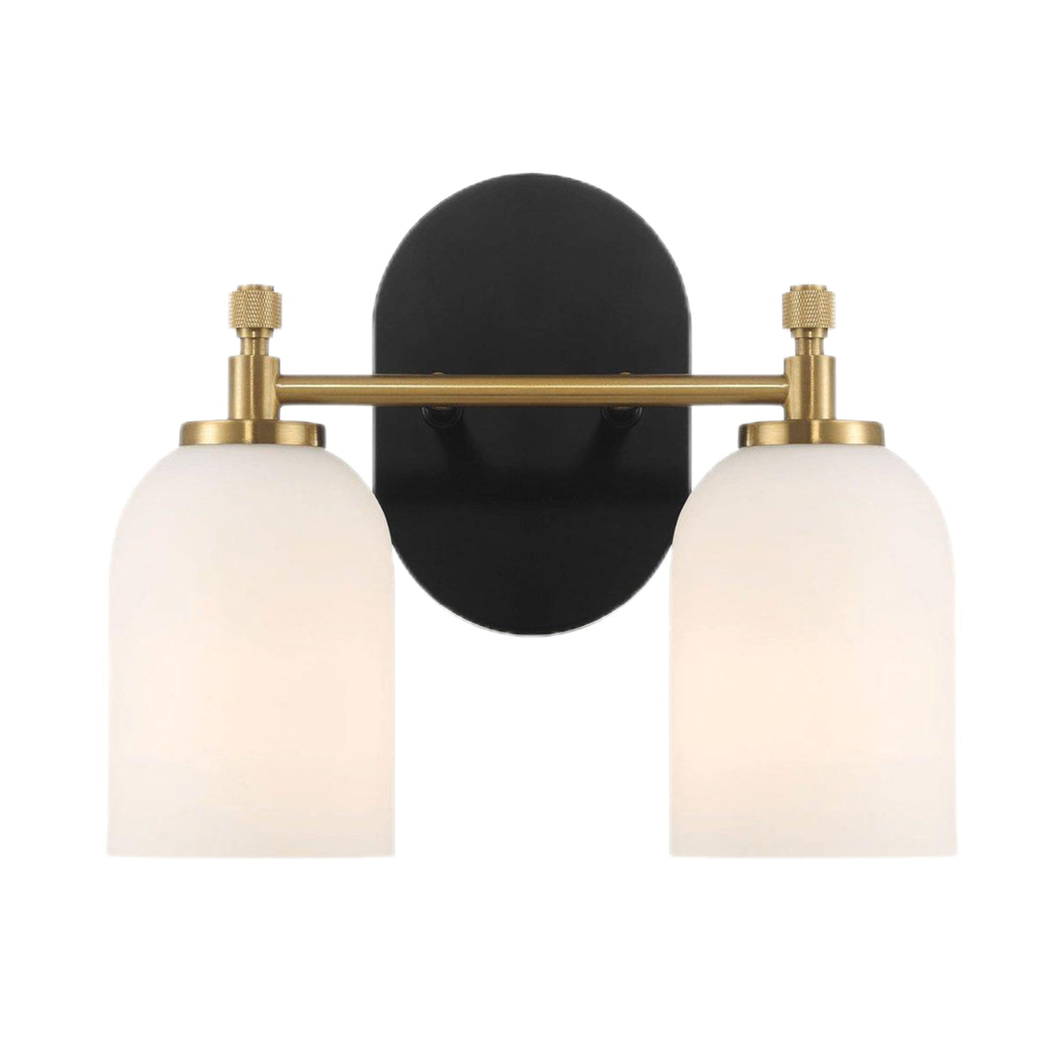 Vortex - 2 Lights Vanity In Style For Over Bathroom Mirror Wall Sconce - Black / Gold / White