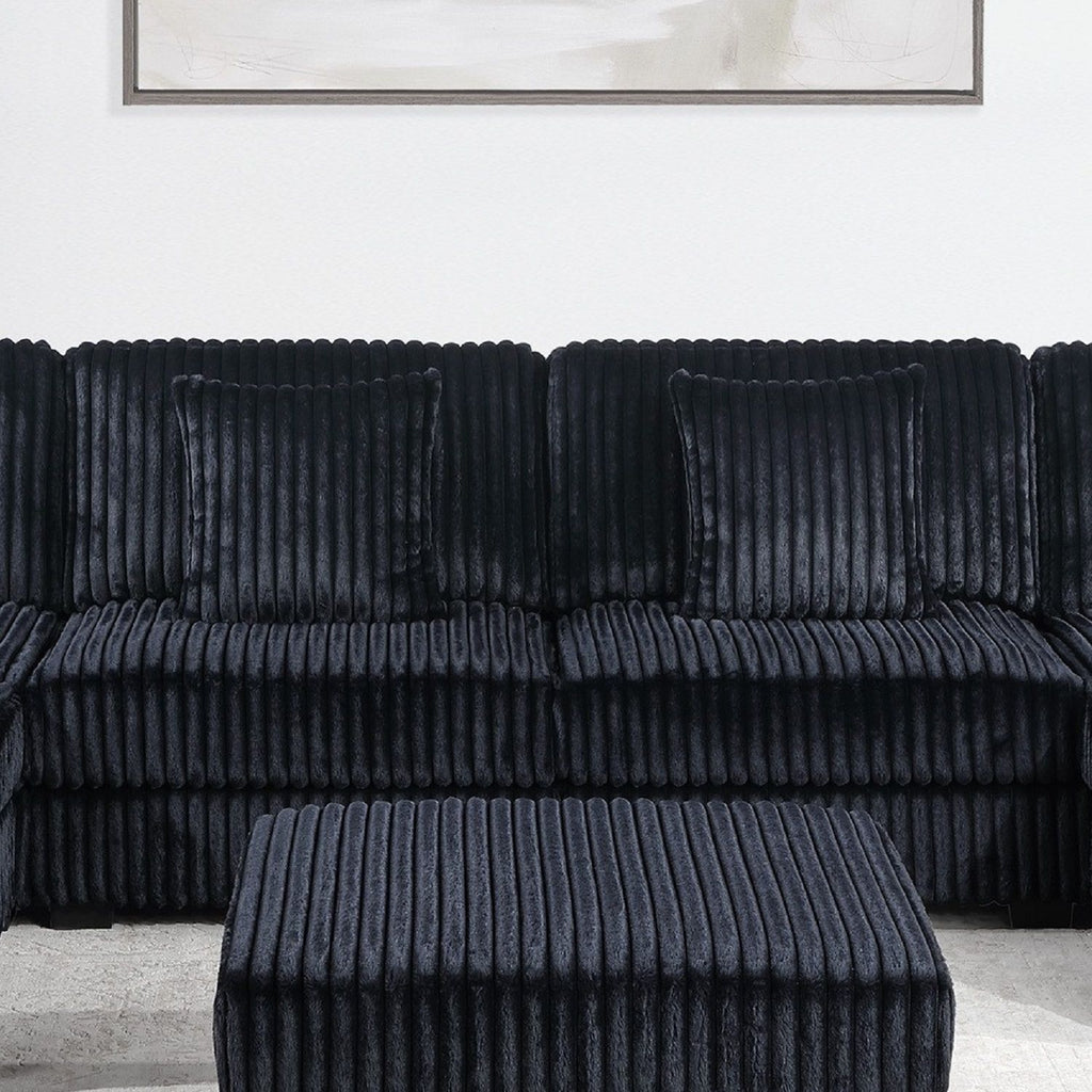 Armless Chair With Pillow, Living Room Furniture, Soft Upholstered - Black