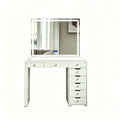 Makeup Vanity Desk With LED Lighted Mirror, 9 Drawers For Bedroom - Gloss White