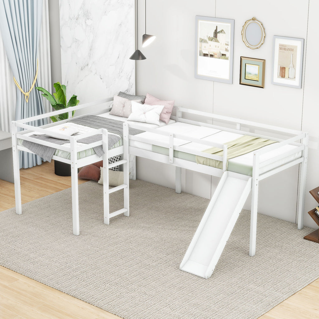 L Shaped Loft Bed With Ladder And Slide