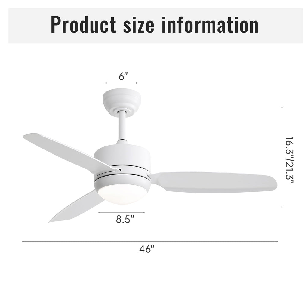 46" New Design Ceiling Fan With Lights 3 ABS Blades 6-Speed Dc Motor