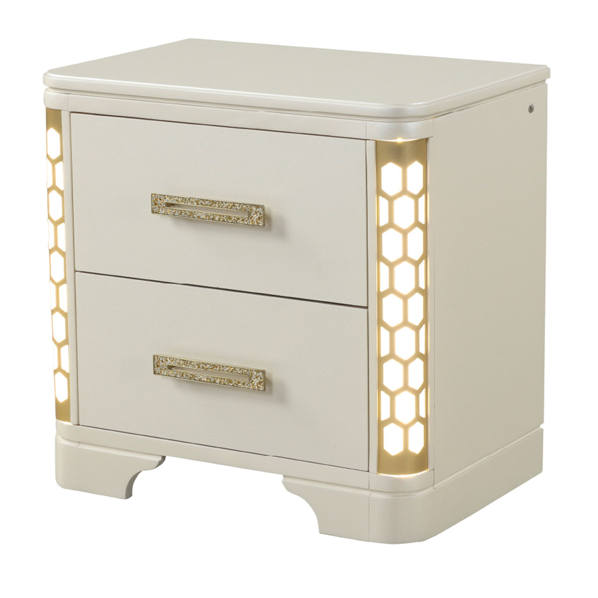 Jasmine - Nightstand With Side LED Lightning - Beige