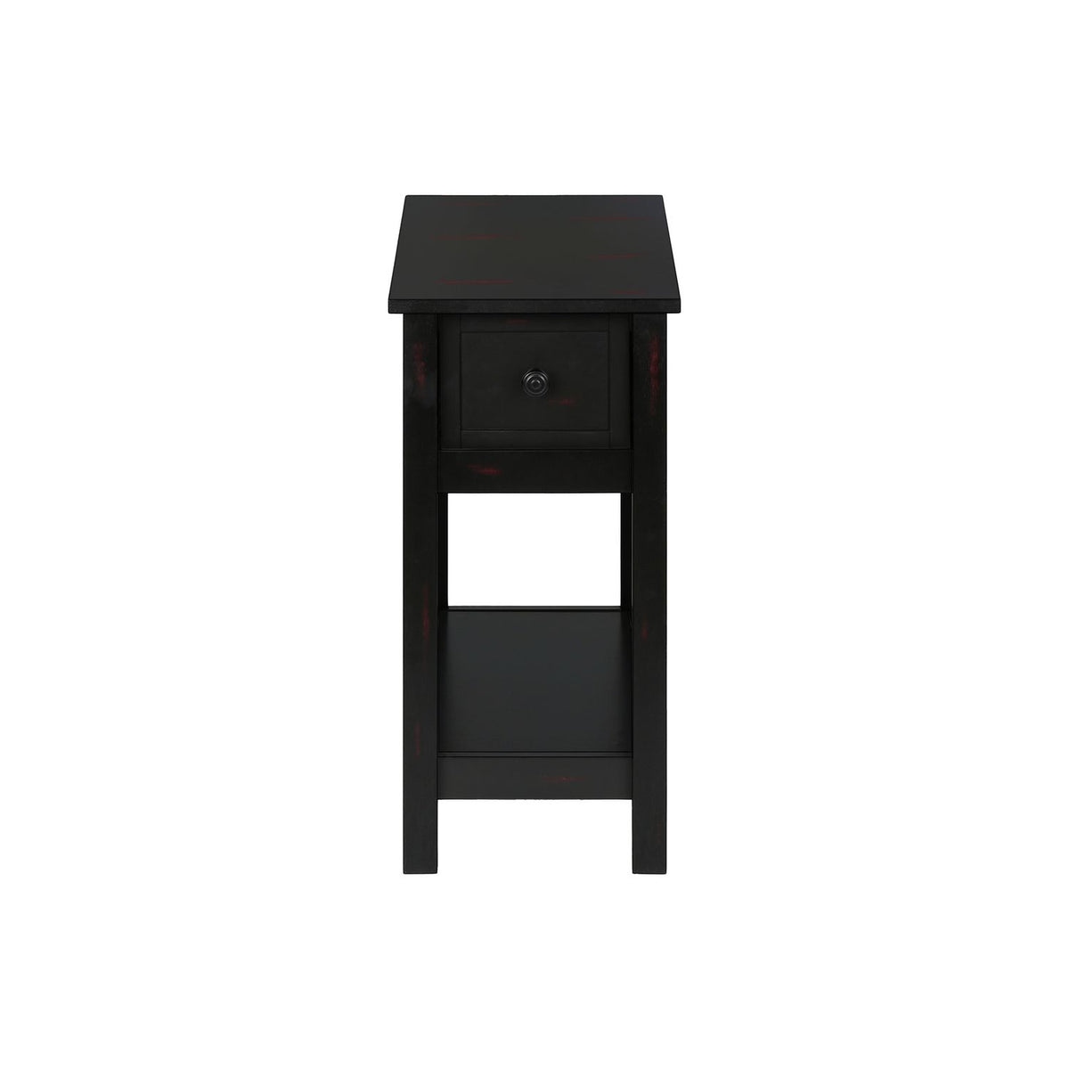 Accent End Table, 2 Tier, Narrow, Lamp, Storage Drawer, Charming Design