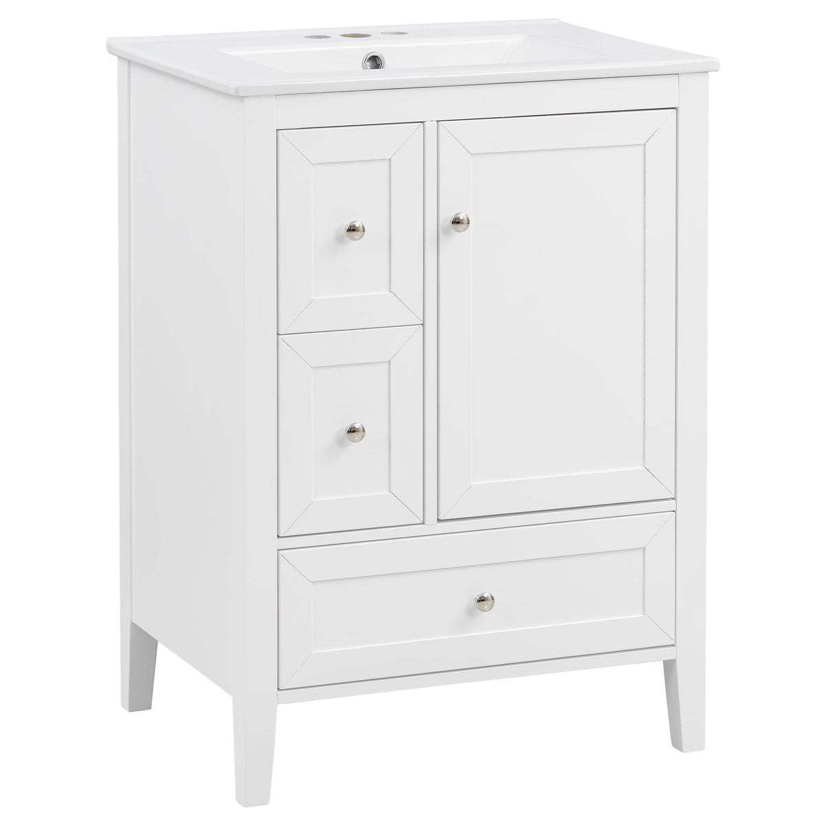 Modern Bathroom Vanity With Sink, Soft Close Drawers & Door, Storage Rack