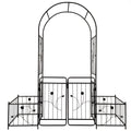 Metal Garden Arch With Gate Wide High Climbing Plants Support Rose Arch Outdoor - Black