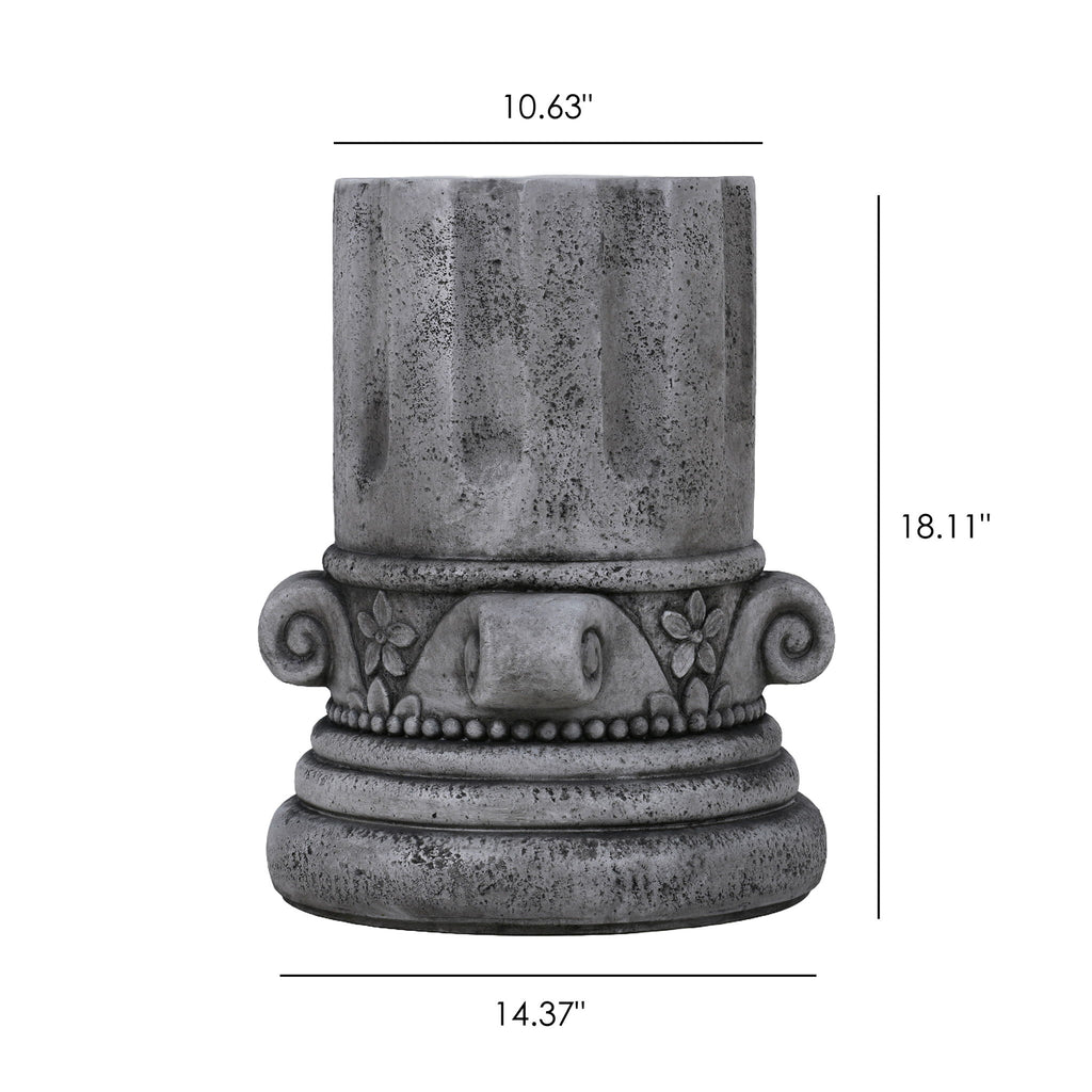 Outdoor End Table, Round Side Table For Patio And Garden - Antique Gray