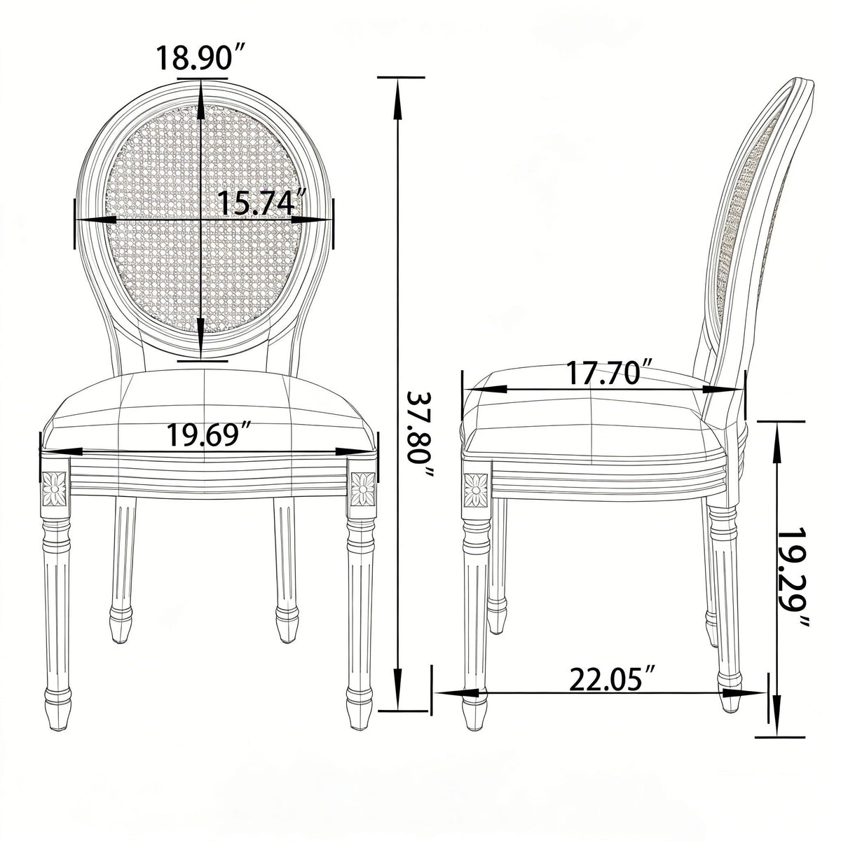Dining Chairs, Upholstered With Round Back (Set of 2) - Beige