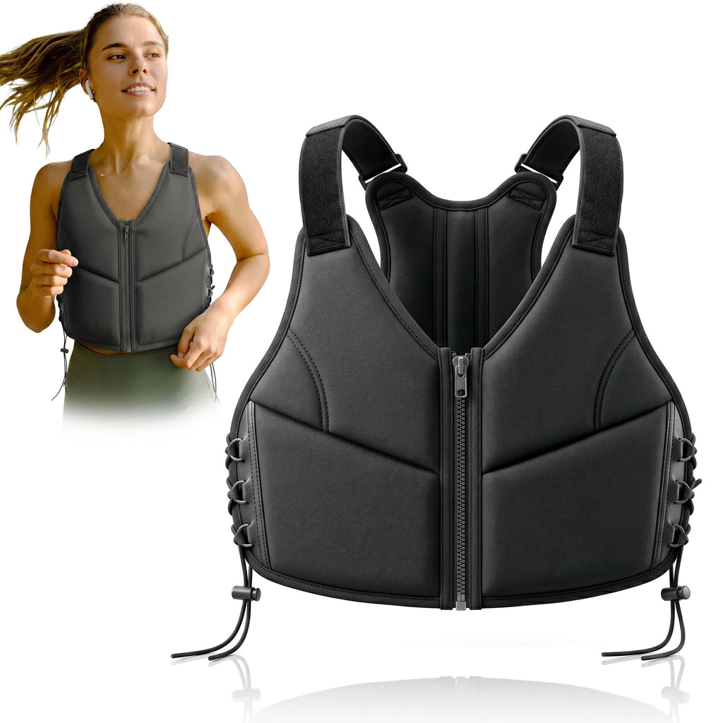 Women's 10Lbs Adjustable Weighted Vest With Breathable Design For Running, Walking & Strength Training - Black