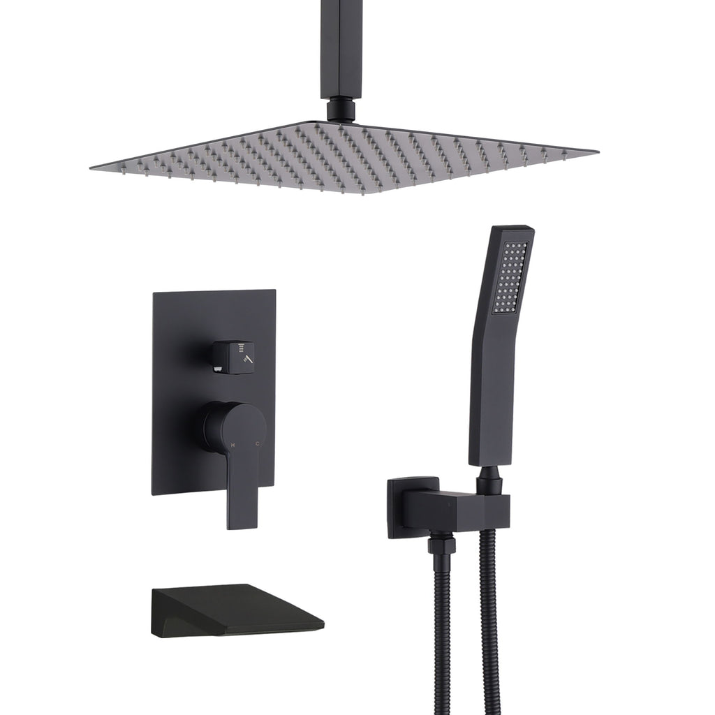 Wall Mount Shower System With High Pressure 10" Shower Head And Handheld
