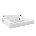Upholstered Platform Bed Frame With Hidden Storage, Built-In Nightstands & LED Reading Lights