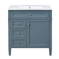 Bathroom Vanity With Top Sink, Storage Cabinet With 2 Drawers And Tip Out Drawer, Rectangular Design - Indigo Blue