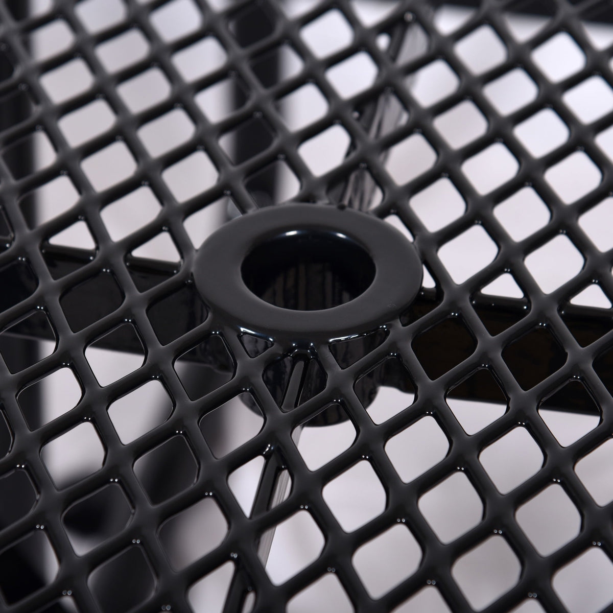 Square Outdoor Steel Picnic Table, With Umbrella Pole
