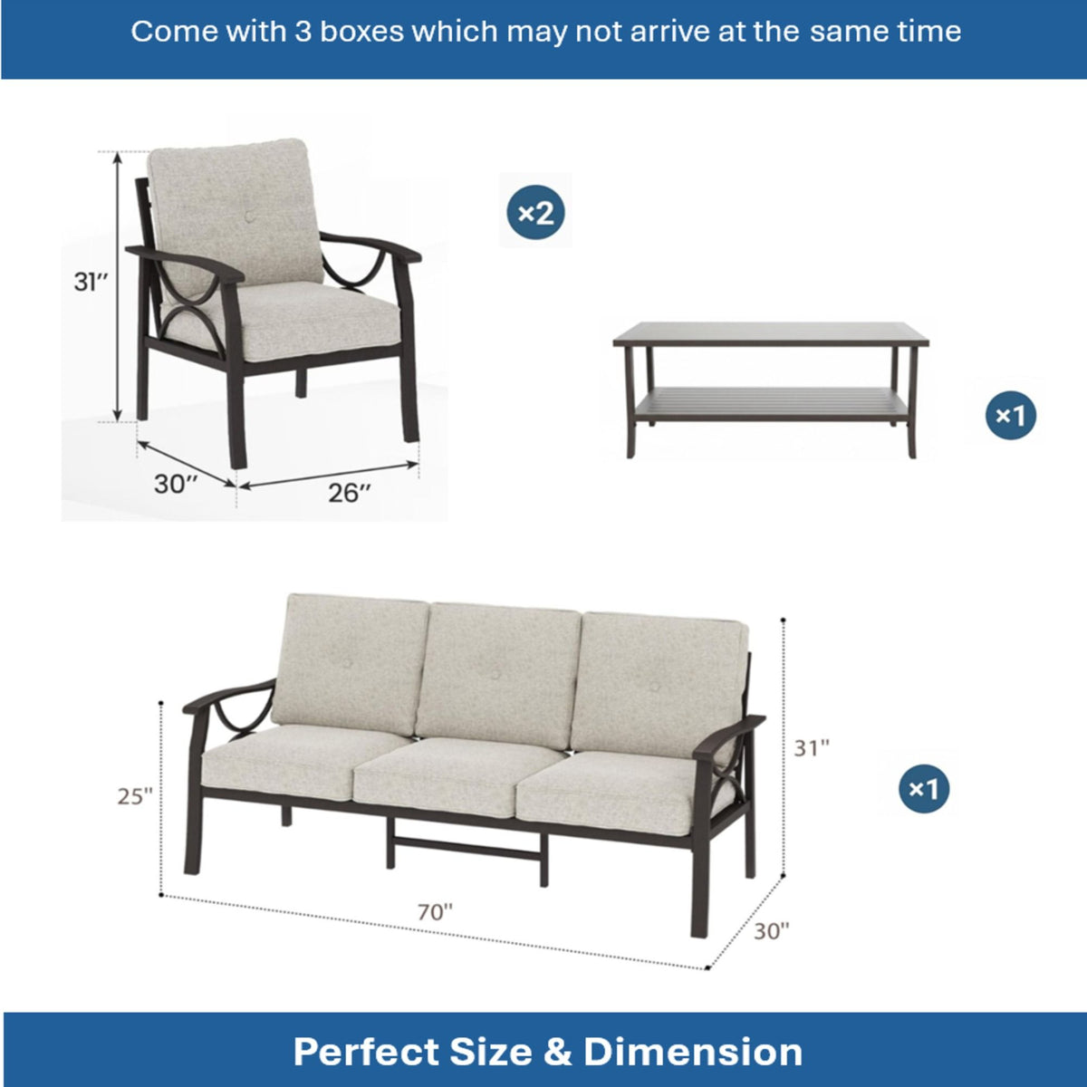 Patio Furniture Set & Coffee Table For Backyard