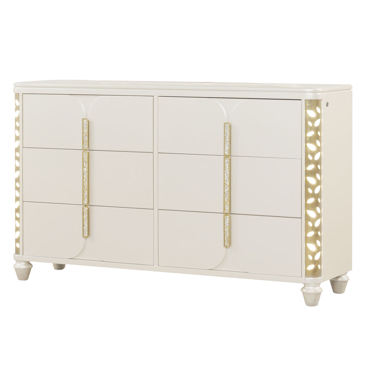 Cinderella - Dresser With LED Accents And 6 Storage Drawers (Mirror Not Included) - Beige