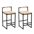 Stylish (Set of 2) Bar Stools With Backrest And Paper Rope Woven Seat, Counter Height Dining Chairs For Kitchen - Natural