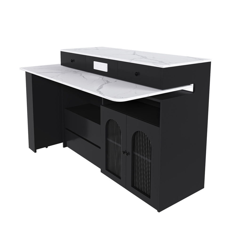 Kitchen Island With Extendable & Rotating Table