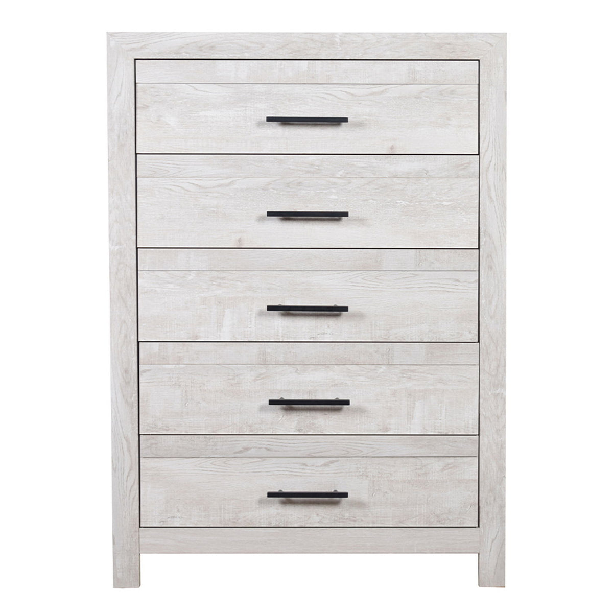Modern Style 5 Drawer Chest In Natural Rustic Wood With Clean Lines And Spacious Storage