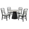 Dining Set With Round Table And 4 Upholstered Chairs - Black / Gray