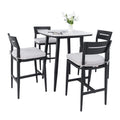 5 Pieces Outdoor Patio Bar Set, Rounded Square Table & 4 Aluminum Bar Stools