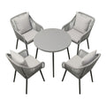5 Piece Twisted Rattan Patio Dining Set With Table