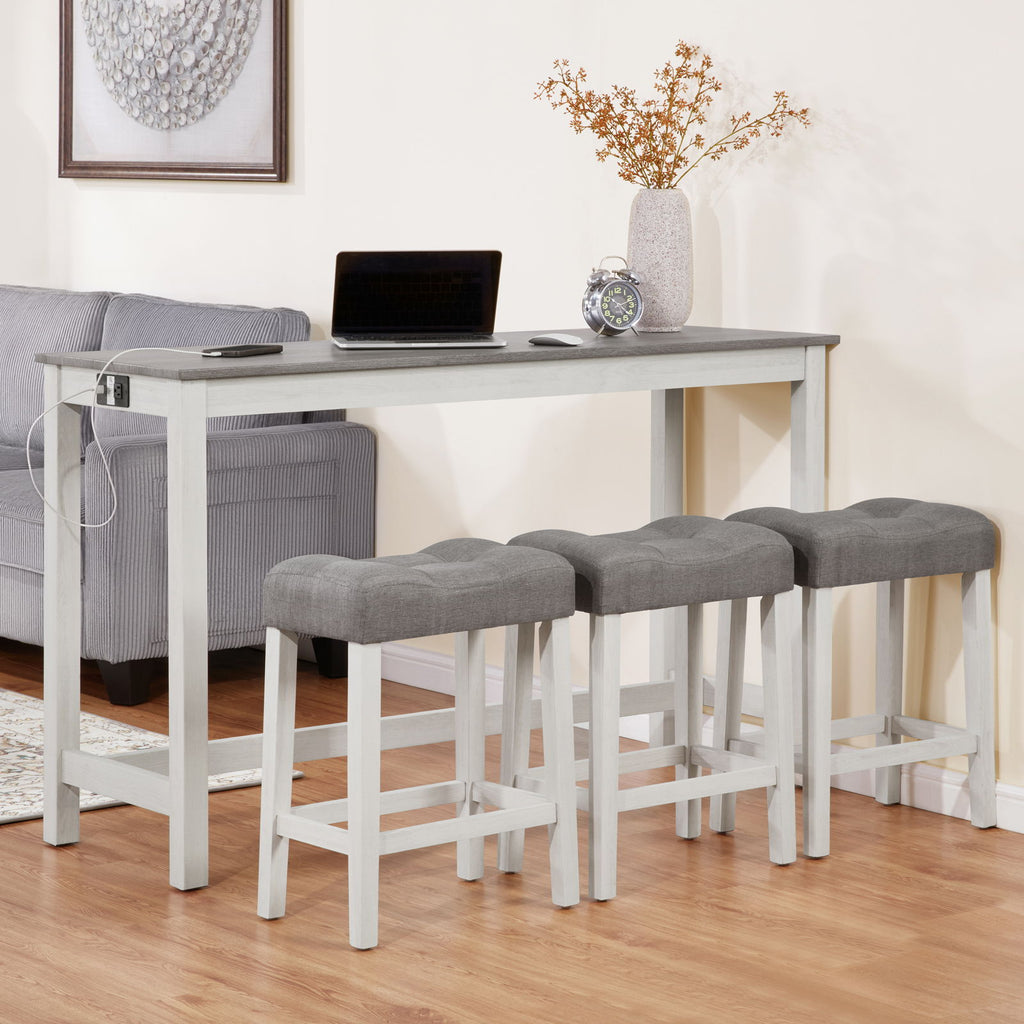 4 Piece Bar Table Set With Power Outlet