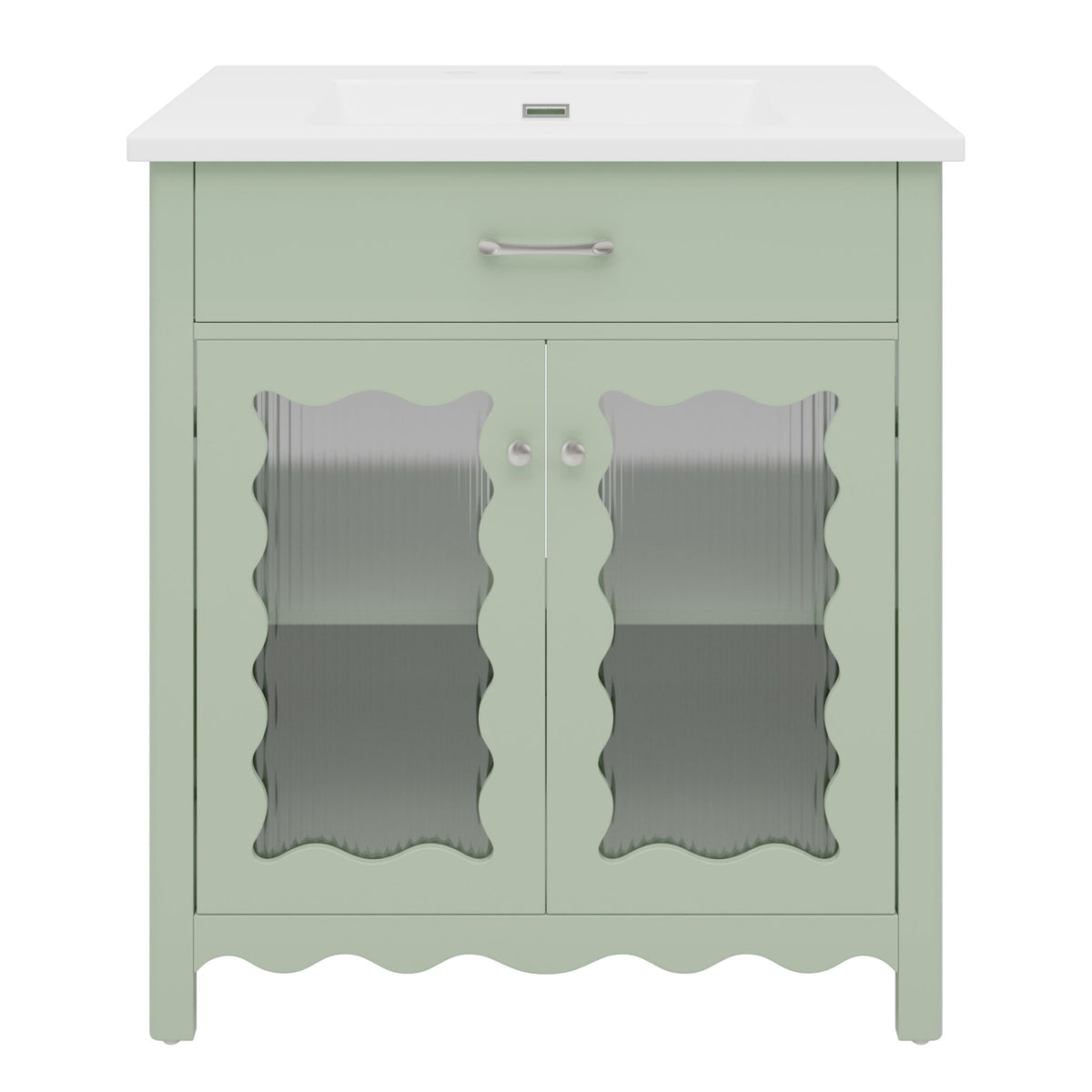 Modern Bathroom Vanity With Tempered Glass Doors