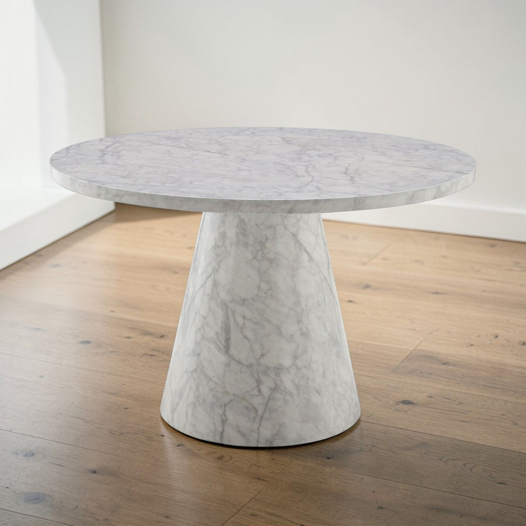 Kacey - Natural Engineered Stone Round Dining Table - Stone Gray