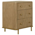 3 Drawer Nightstand With USB Ports - Brown