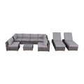 8 Person Rattan Wicker Patio Seating Group With Plush Cushions - Gray Mix