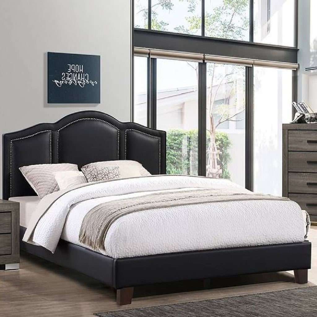 Full Size Bed With Unique Headboard - Black