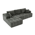 L - Shaped Sectional Sofa With Cup Holders & Side Pockets