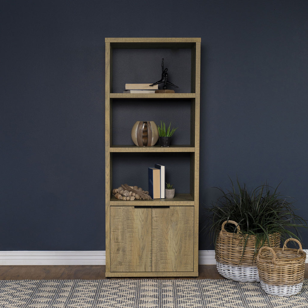 Noriega - 3 Shelf Media Tower With Open Shelves And Hidden Cabinet Storage - Mango Color