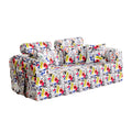 Pop Graffiti Printed Convertible Sleeper Sofa Bed, Foldable Multi Functional Couch For Living Room - White