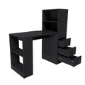 Computer Desk With 4 In 1 Socket, 3 Slide Drawers And 4 Storage Levels, For Home Office - Black