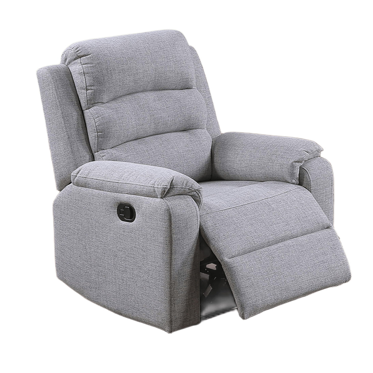 1 Piece Manual Recliner With Padded Seat And Backrest - Gray