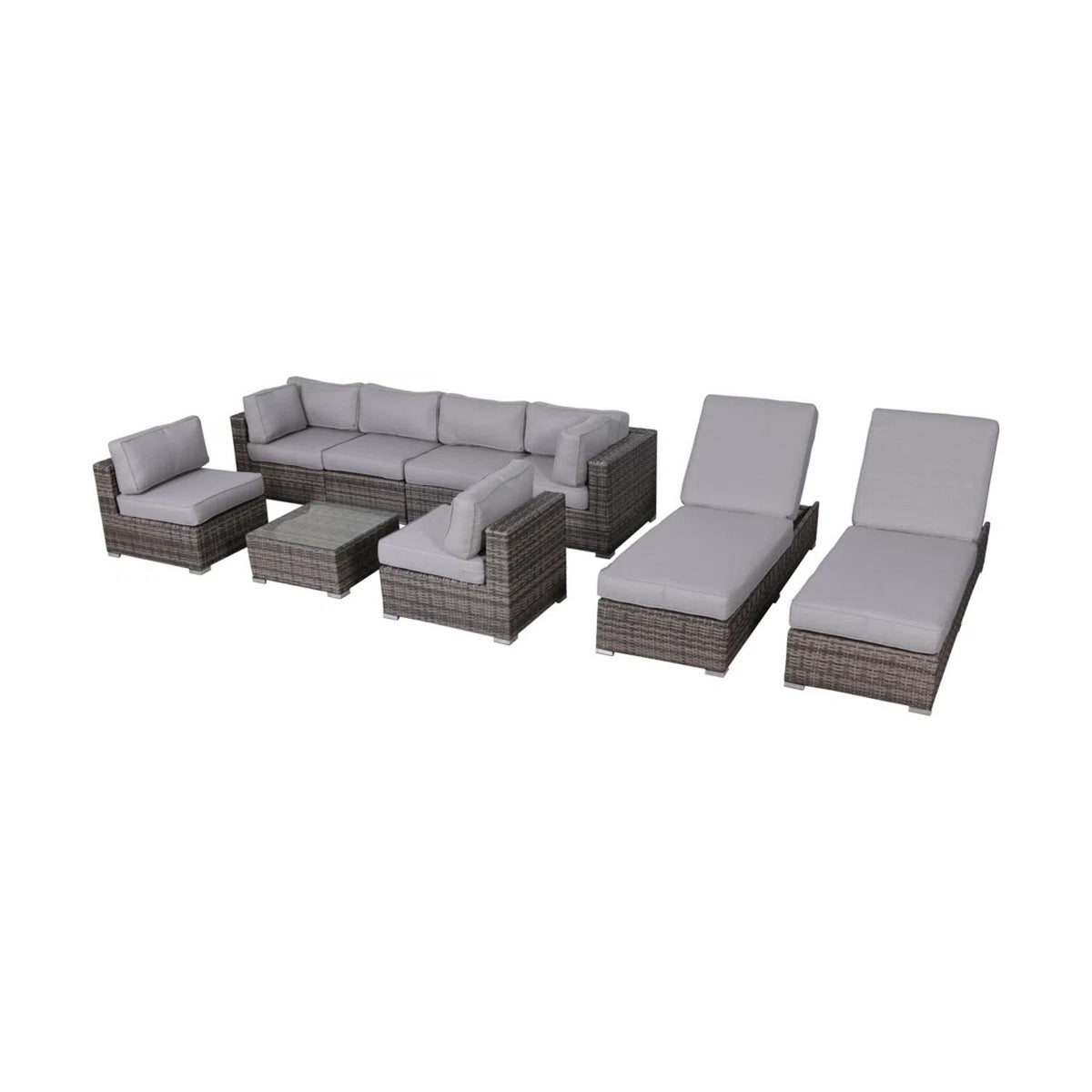 Seating Set With Cushions Handcrafted Wicker Design