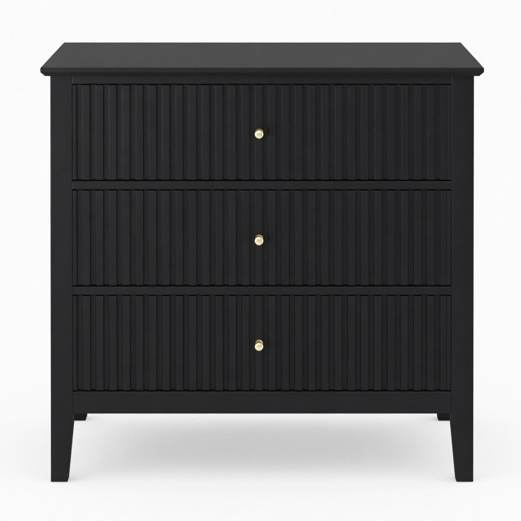 Fluted 3 Drawer Nightstand With Soft Close Slides
