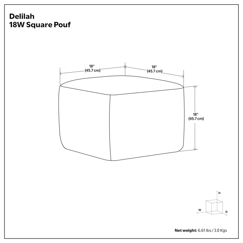 Delilah - Square Woven Pouf - Natural