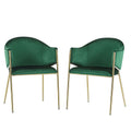 Modern Upholstered Dining Chair With Gold Metal Frame - Emerald / Gold