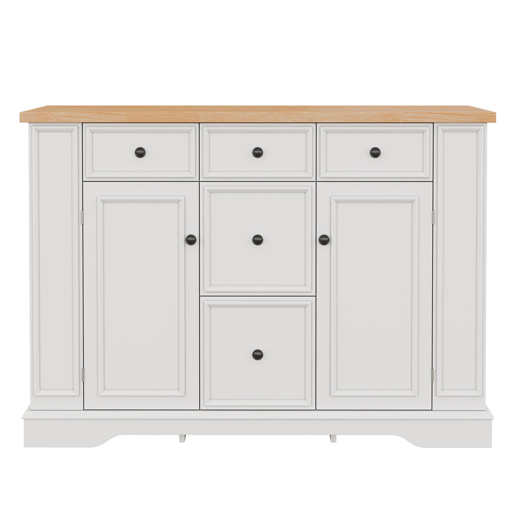 Sideboard Buffet Cabinet With 5 Drawers, 2 Cabinets, Adjustable Shelves