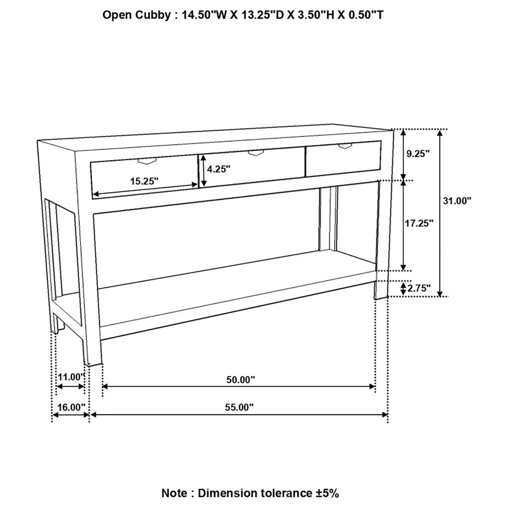 Tucker - 3 Drawer Console Table With Lower Shelf - Natural