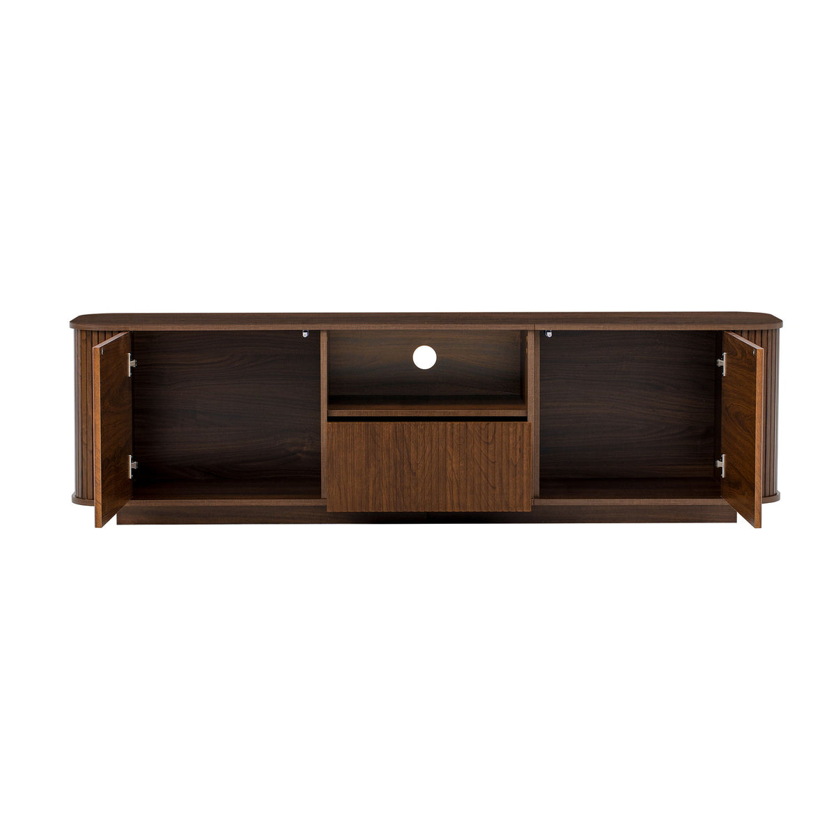 70" TV Stand With Ample Storage, Curved Corners - Dark Brown