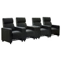 Warren - 4 Seater Home Theater With Wedge Console Recliners - Black